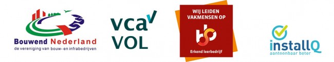 Logo bouwend nederland - vca - leerbedrijf- installq